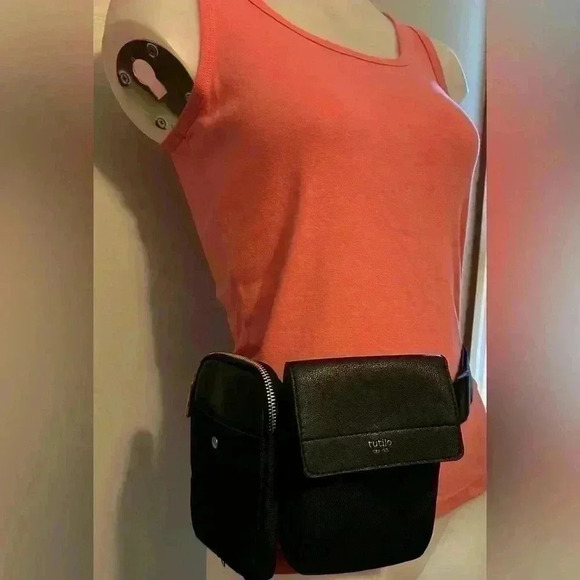 Tutilo New York crossbody adjustable belt bag, black bag, NWT, 2 big pockets - Picture 4 of 10